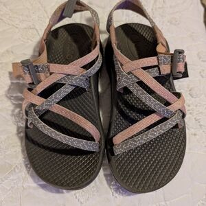 Chaco Strappy Sandals in Gray and Pink